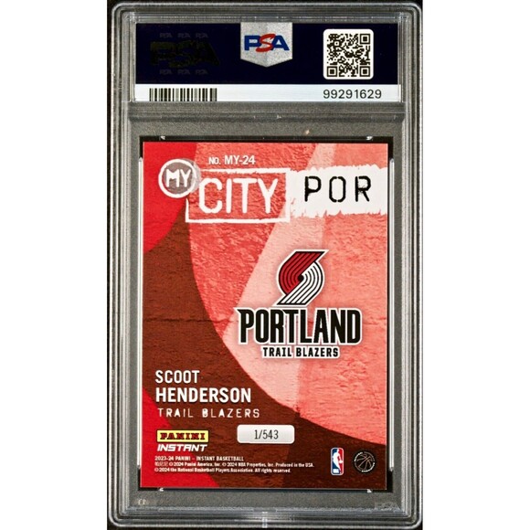 Scoot Henderson 2023 Panini MyCity Rookie NBA #MY-24 Basketball Card PSA 10 Gem - Picture 2 of 2